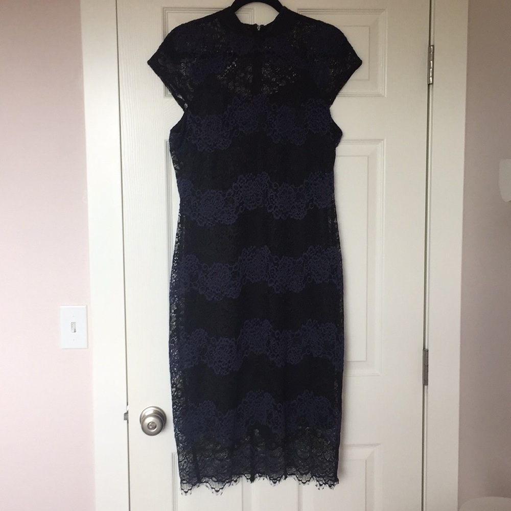 Black and Blue Lace Eva Mendes Formal Dress